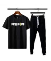Men Free Fire Printed Black Track Suit