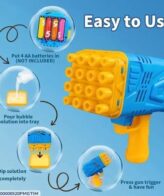 Blue Yellow Bubble Gun for Kids Outdoor Play