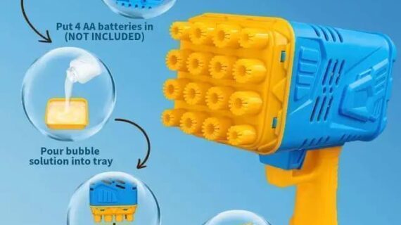 Blue Yellow Bubble Gun for Kids Outdoor Play