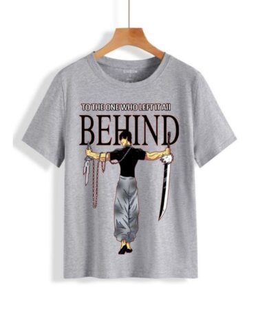 Men Grey Printed T-Shirt With Anime Design